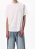 Venda Direta da Fábrica Camiseta de Manga Curta para Homem, Estilo High Street Americano de Verão, Pulôver Desconstruído com Gola Redonda, Design de Marca Tendência, Camiseta de Corte Amplo