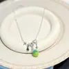 Colar de Maçã Verde Fofo e Fresco com Diamantes Colar Dopamina para Mulheres Estilo Doce Cool Spicy Girl Moda de Nicho Corrente para Clavícula