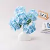 Ramo suave al tacto de 5 cabezas de flores de hortensia 3D de seda, flores artificiales para escenario de patio exterior, flores decorativas de arreglo floral de estilo chino nuevo para el hogar
