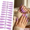 Puntas de Uñas Europeas y Americanas de Moda de Gama Alta Mate de Punta Larga, Colección de Color Sólido, Piezas para Uñas, 24 Piezas