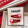 Nuevo Clip para el Cabello de Tela Rojo Terciopelo de Año Nuevo para Niñas con Diseño de Animales de Dibujos Animados, Suave con el Cabello, Set de Goma para el Cabello y Clip