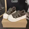 Piel de Vaca de Primera Capa Estilo Retro Suela Gruesa Zapatos de Tabla para Mujer Versátiles Ligeros Cómodos Zapatos Deportivos Casuales Zapatos para Niños Zapatos Blancos