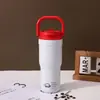 Taza térmica nueva y simple de acero inoxidable 304 con alto atractivo estético, asa, gran capacidad, popote y diseño portátil para viajar