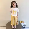 Conjunto de Pantalones Anchos a Cuadros Finos de Corte Holgado con Estilo para Niñas, Conjunto Casual de Dos Piezas de Manga Corta a la Moda para Bebé 2026