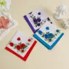Pañuelo de Algodón Puro Floral Pequeño para Mujer de 28 cm Pañuelo Suave de Algodón Retro Antiguo Toalla Cuadrada Toalla Fina Absorbente para el Sudor