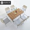 Mesa e Cadeiras para Varanda Externa, Mesa e Quatro Cadeiras para Pátio de Villa, Mesa e Cadeiras de Metal à Prova d'Água e Resistentes ao Sol, Mesa e Cadeiras de Rattan para Jardim de Lazer
