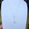 Cadena Y de perla de agua dulce genuina Zhuji de 10-11 mm con colgante Edison finamente elaborada con incrustaciones de plata de ley y cadena deslizante ajustable
