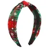 Aro de Cabelo Natalino Feminino Faixa de Cabeça Vermelha Xadrez Amarrada Larga Acessórios de Cabelo para Festa de Feriado de Natal Presente