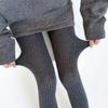 Otoño e Invierno Nuevos Leggings de Rayas Verticales Cálidos de Lana Adelgazantes Grises Medias sin Entrepierna Pantalones Simples de Primavera y Otoño
