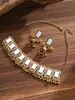 Moda Transfronteriza Europea y Americana Estilo Retro Indio Collar con Pintura al Óleo para Mujer Juego de Joyería con Pendientes de Carrillón de Viento Estilo Pintura al Óleo Gama Alta
