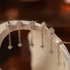 Pendientes colgantes de borla de circonita de plata de ley s925, diseño minimalista japonés mini exquisito de moda de lujo ligero, nuevos pendientes populares