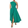 Moyashang Amazon Verano Más Vendido Moda Europea y Americana para Mujer Vestido sin Mangas Cuello Diagonal Color Sólido Cintura Ajustada con Falda Acampanada