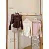 Blusa de Tulle Patchwork con Lazo y Pedrería Off-Shoulder de Moda Otoñal Oficial 28766 (con Cinta)