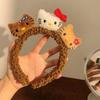 Faixa de cabeça de pelúcia do gato KT outono e inverno Nova faixa de cabeça de lã de cordeiro para lavar o rosto e maquiagem acessório de cabeça feminino celebridade da internet fofa faixa de cabeça de gatinho
