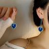 Pendientes de plata de ley con diseño de flor de grava, color azul, encantadores y ligeros, de lujo, personalizados, para mujer, nuevos pendientes de nicho