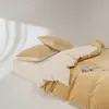 Juego de Cuatro Piezas de Terciopelo de Leche Grueso y Cálido de Invierno Hogareño Sencillo Combinable Color Sólido Funda de Edredón Individual Juego de Tres Piezas para Cama Individual