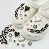 Charms para sapato Croc DIY corrente de pulseira de flor de pérola tridimensional flor de sapato estilo balé removível acessório de sapato decoração
