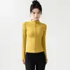 Jaqueta fitness de corte tridimensional de secagem rápida com gola alta, zíper completo, mangas compridas, corte justo, adequada para corrida, treino e yoga