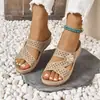 Sandalias Casuales de Moda para Mujer, de Gran Tamaño, Color Sólido, Estilo Nuevo Primavera y Otoño 2024, Punta Redonda, Suela Gruesa, para Uso en Exteriores, sin Cierre