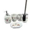 Set de Baño Cerámico Floral Pequeño Artístico, Minimalista, de Alta Estética, Set Creativo y Único Estilo Ins, Decoración para el Hogar Retro