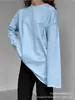 Camiseta de manga larga de algodón estilo europeo y americano, nueva para primavera y otoño 2024, para mujer, desgastada a mano, top holgado, venta al por mayor transfronteriza 3316