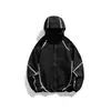 Jaqueta com Capuz de Gola Alta para Montanhismo ao Ar Livre Masculina Primavera e Outono Estilo Americano Marca Tendência Jaqueta Solta Casual Costurada