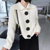 Produtos europeus cardigan das mulheres com decote em V manga comprida solta moda coreana grande fivela lapela malha top coat camisola tendência