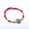 Pulsera de Hilo Rojo para el Año de Nacimiento, Pulsera de Hilo Rojo Tejida a Mano con Hebilla de Paz de Jade Hetian, Regalo para Hombres y Mujeres, Pulsera de Pareja, Mayoreo
