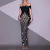 Vestido Feminino Bandage Novo Sexy Decote Baixo Bordado com Lantejoulas e Pedras Preciosas Estilo Celebridade de Luxo High-End Transfronteiriço Europeu e Americano