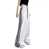 Pantalones anchos negros con ribete de encaje para mujer, nuevo estilo primavera-verano 2026, de cintura alta, fluidos, holgados, de secado rápido, pantalones deportivos con protección solar