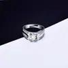 Anel Aberto Estilo Coreano para Casal com Microincrustação de Zircônia, Anel Masculino Brilhante e Charmoso com Diamante, Atacado do Fabricante