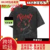 Camiseta de Manga Corta Estampada Retro de Verano Lavada de Algodón Hip-Hop Rap para Hombre y Mujer Manga Corta Estilo Europeo y Americano Elegante Otro