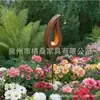 Estaca de suelo nueva con diseño de llama oxidada transfronteriza, estaca de suelo de silueta metálica para decoración de jardín, granja, césped