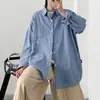 Camisa de Manga Larga a Rayas para Hombre Otoño Sentido del Diseño Camisa Guapo Rebelde Estilo Hong Kong Tendencia Ins Ropa de Abrigo Japonesa Dropshipping