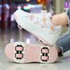 Tênis de Rodinha para Meninas no Atacado, Patins de Duas Fileiras com Quatro Rodas, Tênis Esportivo Infantil de Uso Duplo com Oito Rodas, Patins Baratos para Meninas