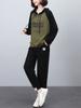 Traje deportivo informal para mujer, primavera y otoño 2024, nueva sudadera con capucha de dos piezas estilo occidental holgada para madre pequeña, de moda