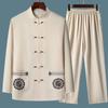 Traje de verano de manga corta para hombre de mediana edad y ancianos, estilo chino, traje de verano casual para abuelo, traje de manga larga