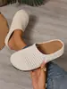 Zapatillas de Media Punta Transpirables con Tejeduría Flyknit de Tallas Grandes Transfronterizas para Mujer Verano Uso Exterior 2025 Nuevas Zapatillas de Media Punta Fáciles de Poner