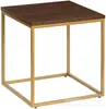 Mesa Quadrada Pequena Retro Casual de Metal para Sala de Estar, Quarto, Cafeteria, Mesa Lateral de Sofá, Mesa de Centro, Suporte de Flores Marrom+Dourado