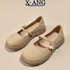Sapatos Mary Jane de Couro Genuíno com Solas Macias, Sapatos Slip-On para Mulheres, Novo Estilo Primavera e Verão 2026, Adequados para Combinar com Saias, Sapatos Pequenos de Couro, Mocassins