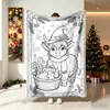 Manta de Navidad, manta para pantorrillas, graffiti de dibujo lineal de dibujos animados, franela, DIY para colorear, manta para sofá, manta de regalo, hecha a medida