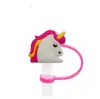 Cubierta de Popote de Silicona de Unicornio de Dibujos Animados Forma de Caballo Pequeño Compatible con Botella de Agua Stanley Tapa de Popote a Prueba de Polvo y Manchas