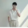 Camisa de Hielo Suelta Casual de Gama Alta con Cuello Cubano de Manga Corta para Hombre, Top Fresco y Moderno de Verano de Media Manga