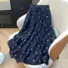 Toma Real del Nuevo Producto de Verano 2026: Falda para Mujer de Corte Holgado, Adelgazante, Casual, Bordado Artístico, Sencilla de Doble Capa