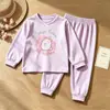 Pijama lindo de primavera y otoño para niñas, ropa de casa para bebé, ropa para el aire acondicionado de verano, conjunto de top de manga larga y pantalón largo, ropa cálida para niños