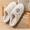 Chinelos Simples de Algodão para Homens no Outono e Inverno Sola Grossa para Casa Interno Quente Antiderrapante Chinelos de Algodão Plush para Casa Casal Venda por Atacado