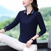 Camiseta con solapa para mujer, manga larga, algodón puro, primavera y otoño, estilo occidental, polo, para madre, reduce la edad, talla grande, adelgazante, deportivo, casual