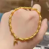 Pulseira Dourada de Areia Vietnamita para Mulheres, Pulseira de Nó de Bambu Herança da Família Zhou, Joias Imitação Ouro Estilo Retro Ins de Luxo Leve Atacado