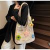 Bolsa Casual Calada Tejida Bolsa de Playa para Mujer 2025 Lana Nueva Gran Capacidad Tejida Tote Hombro Bolsa de Primavera y Verano