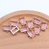 Brincos de pingente de colar retangulares de vidro colorido banhados a ouro 18K real, anel duplo, acessórios de joalheria semiacabados